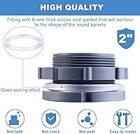 Vista 3 de Outus Conector de tanque de agua de montaje de mamparo de PVC de 2 pulgadas para barriles de lluvia, acuarios, estanques o tanques de agua