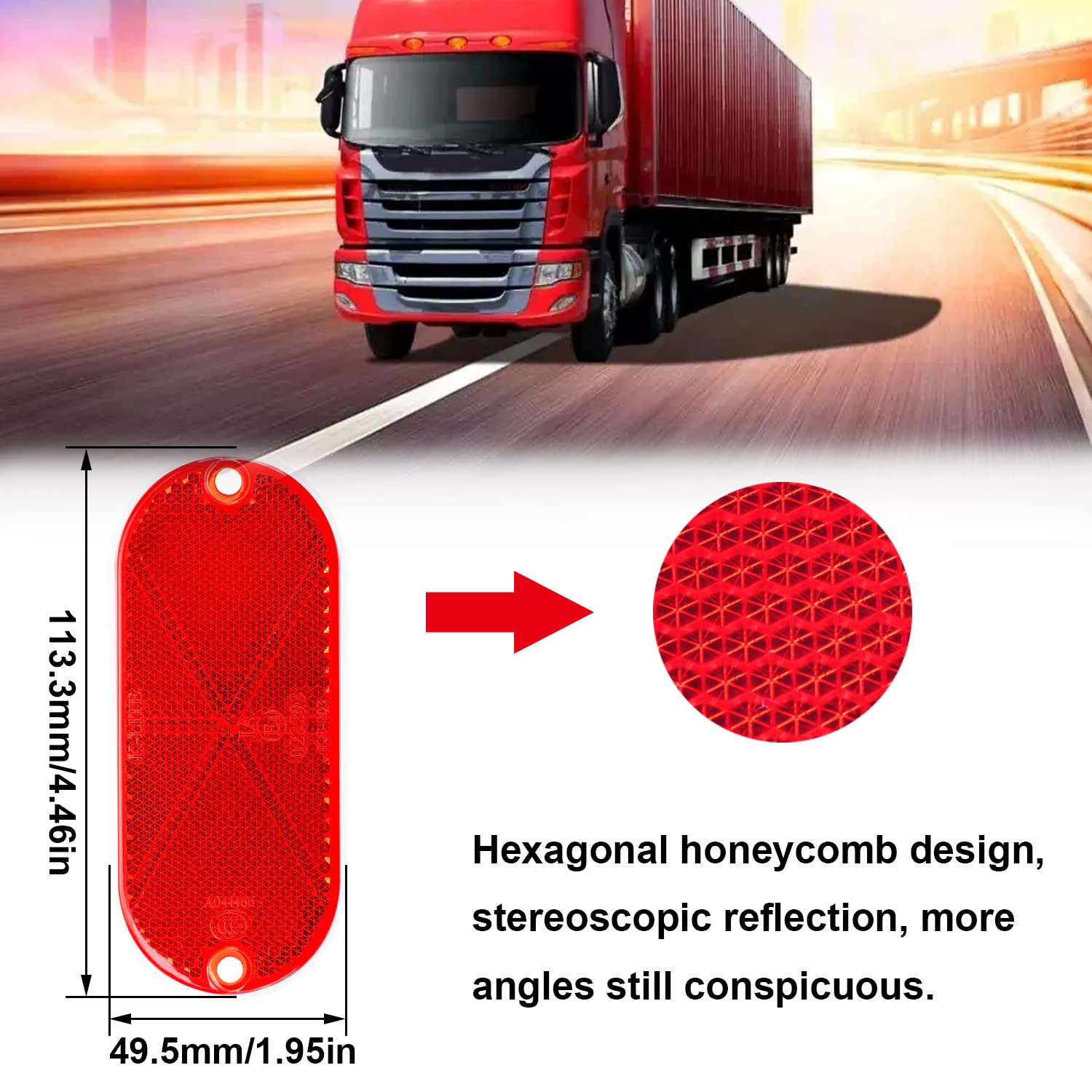 Amazon | smseace 安全反射板 5個パック レッド 楕円形