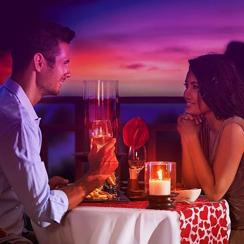 Miniatura 5 de Boao Camino de mesa de encaje con corazón de San Valentín bordado rojo corazón para decoración de mesa de boda, propuesta de velas, cena,