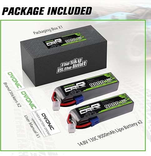 Miniatura 6 de OVONIC 4S LiPo Batería 9000mAh 14.8V 130C RC Batería con conector EC5 (paquete de 2)