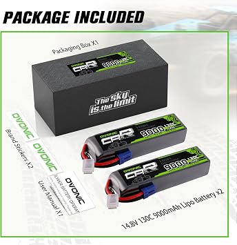 OVONIC 4S LiPo Battery 9000mAh 14.8V 130C RC Battery with EC5 Connector (2 Pack)