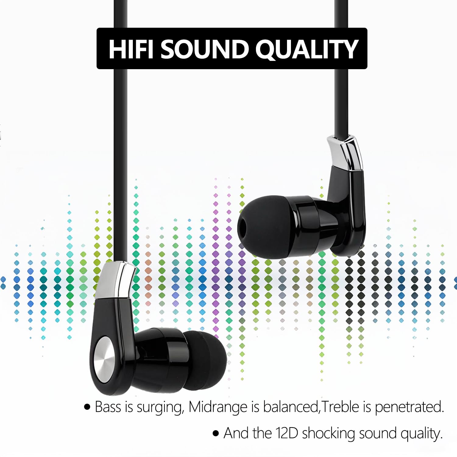 LANDIBO Écouteurs intra-auriculaires USBC avec contrôle du volume, microphone intégré, écouteurs USB C filaires, qualité sonore claire, suppression du bruit des basses, écouteurs filaires (noir + noir