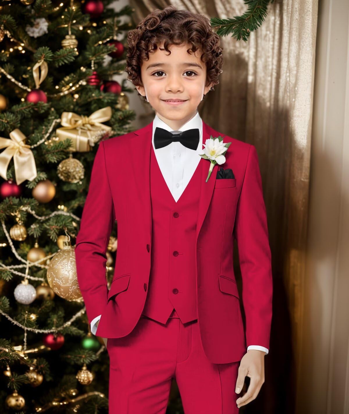 Boys Suit 4 Piece Slim Fit Formal Suits for Boys Teens Wedding Boy Communion School Clothes with Bowtie