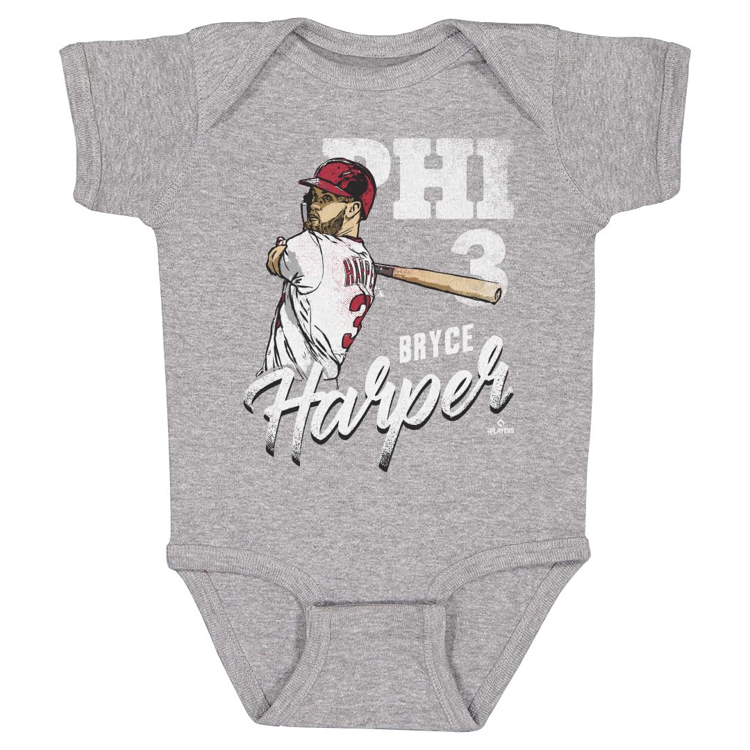 500 LEVEL Bryce Harper Baby Infant One Piece Bodysuit (6M, Heather Gray) - Bryce Harper Team W WHT