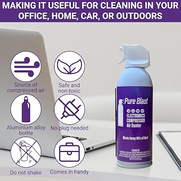 Pure Blast 10oz Compressed Air Duster Can - 2 Pack for Powerful Electronics Cleaning