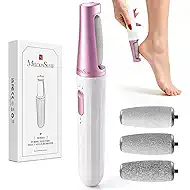 MelodySusie Electric Callus Remover for Feet, PC800G IPX7 Waterproof Rechargeable Pedicure Tool with LED Light & 3 Grits Roller Heads & Adjustable Speeds, for Dead Skin & Cracked Heel, White Rose