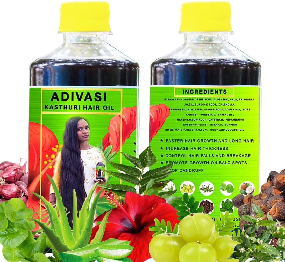 Adivasi KasthuriHerbal Hair Oil made by Pure Adivasi Ayurvedic Herbs 250ml (Natural Hair Oil)
