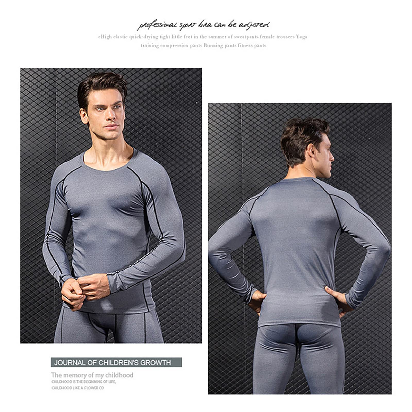 Hotfiary Men's Compression Set Pants Long Sleeve Shirt Thermals Base Layer Cold Weather Gear Long Johns for Winter Running