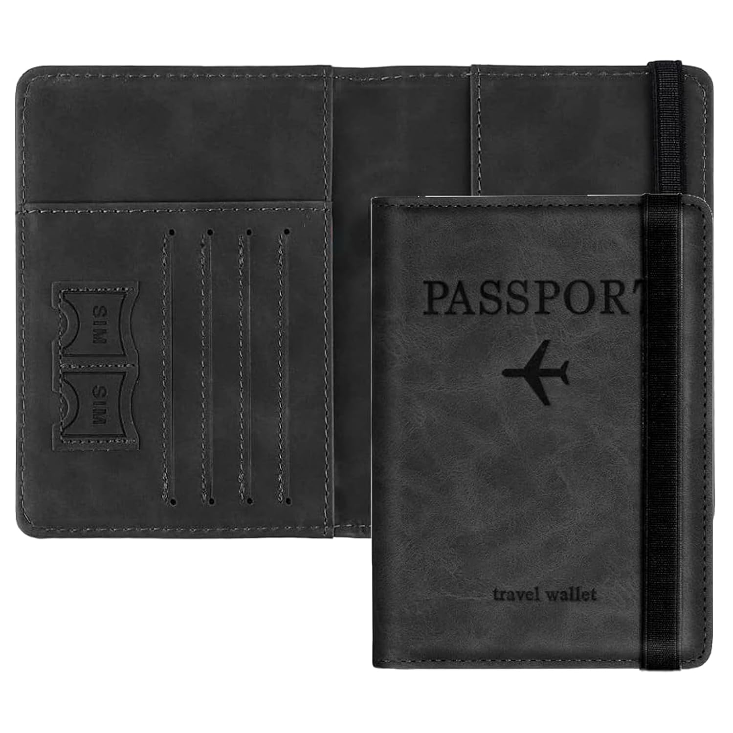 Passport Holder Passport Cover with Credit Card Slot and BoardingPass Slot Bi-Fold Passport Wallet Case Book Travel Must Have, PU Leather Travel Accessories-Unisex ()-image-35