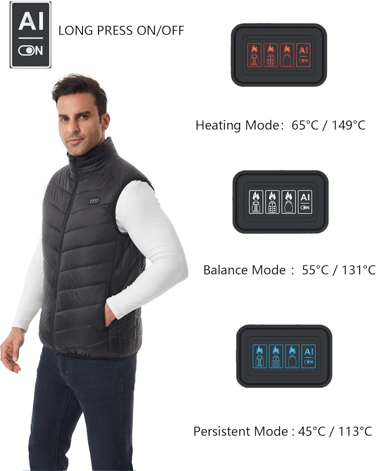 Heated Down Vest for Men and Women with Power Bank,16000mAh Battery 27 Graphene Heating Element - Image 4