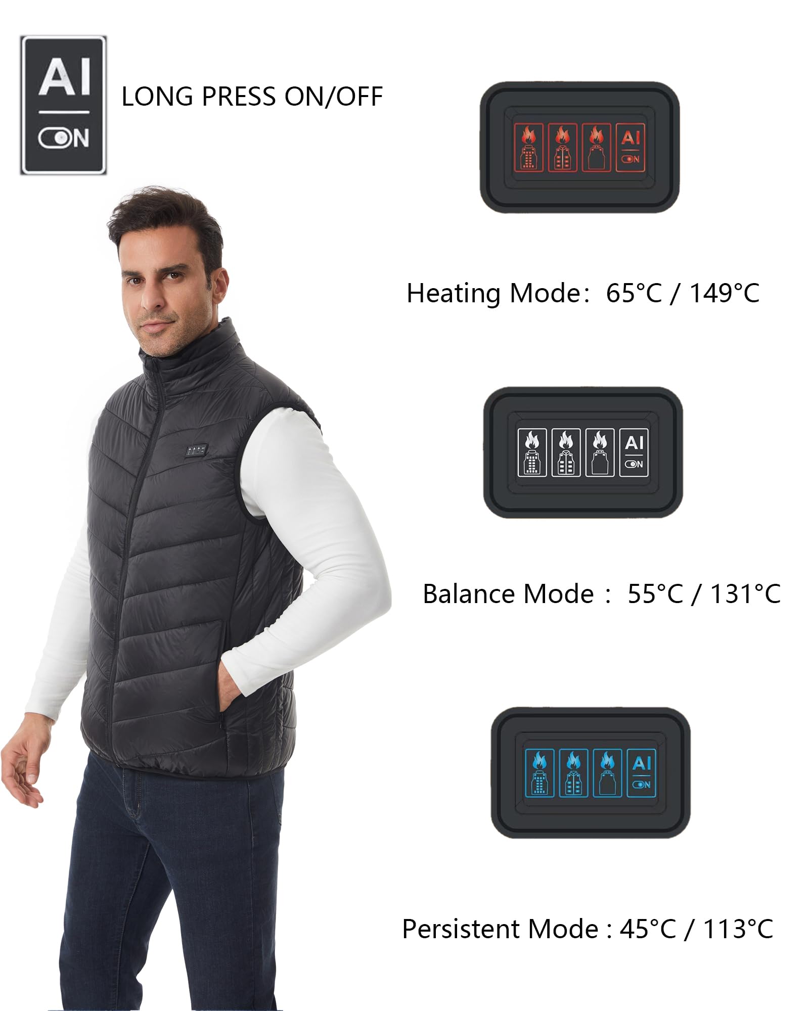 Monave Chaleco Calefactable Unisex para Pescar Motocicletas Acampar Esquiar
