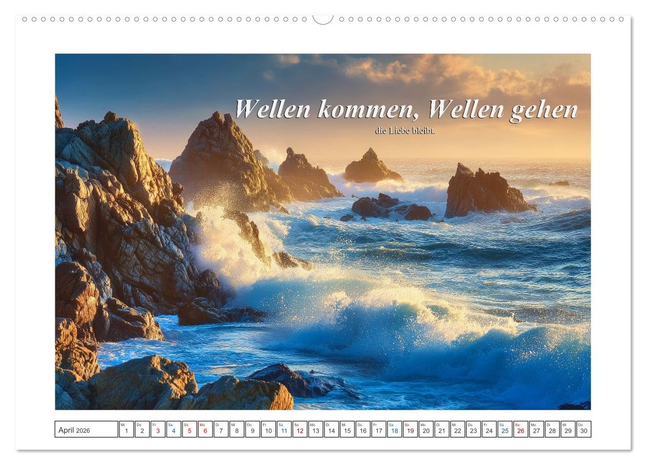 Frei wie das Meer (hochwertiger Premium Wandkalender 2026 DIN A2 quer), Kunstdruck in Hochglanz: Der Kalende fängt das ein, was wir am Meer so lieben die ans Herz gehen. (CALVENDO Gesundheit)