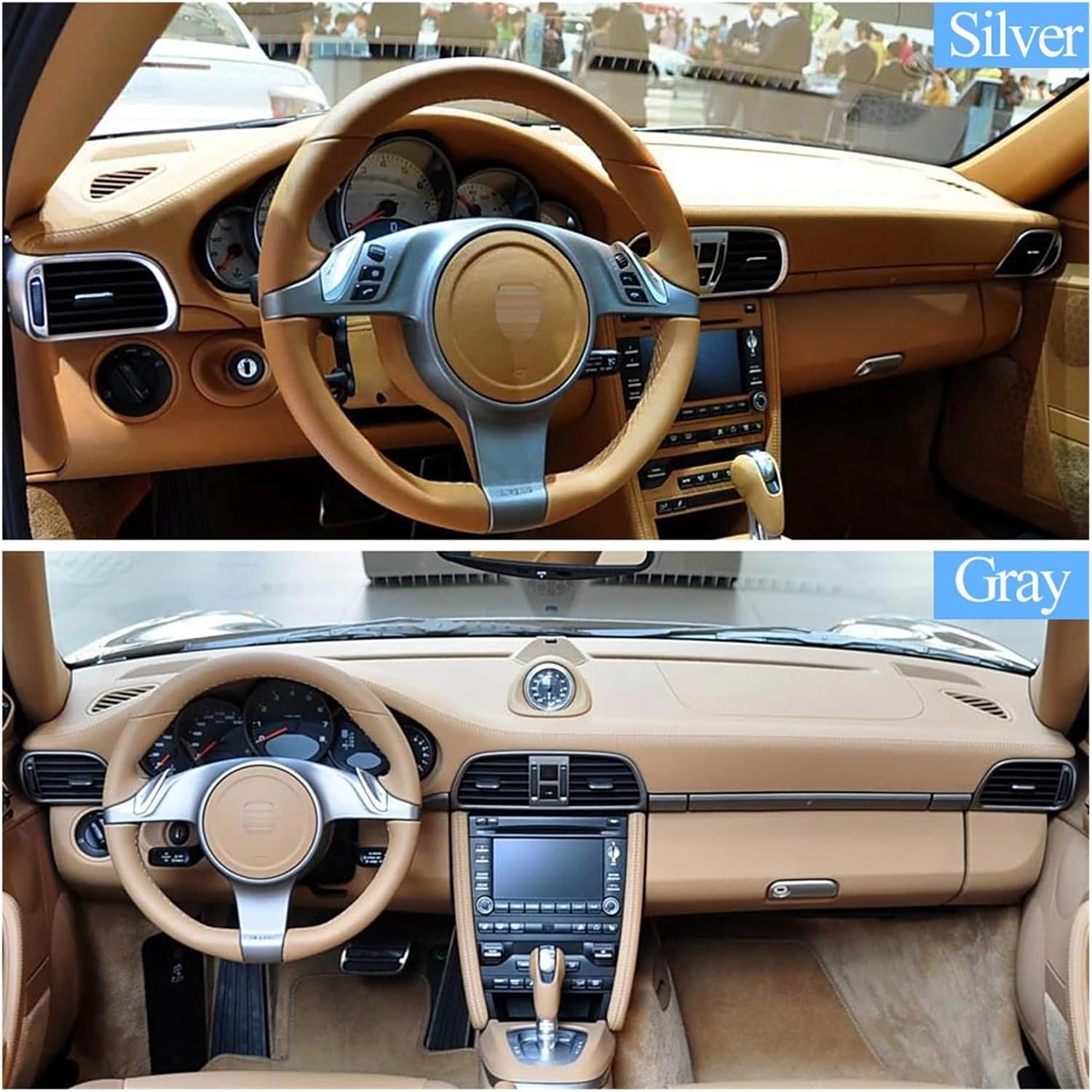 Car Front Left Right Middle Air Conditioning Vent Grille Outlet Panel Cover Fit For Porsche Carrela Targa GT2 GT3 2004-2012(Silver-Right)