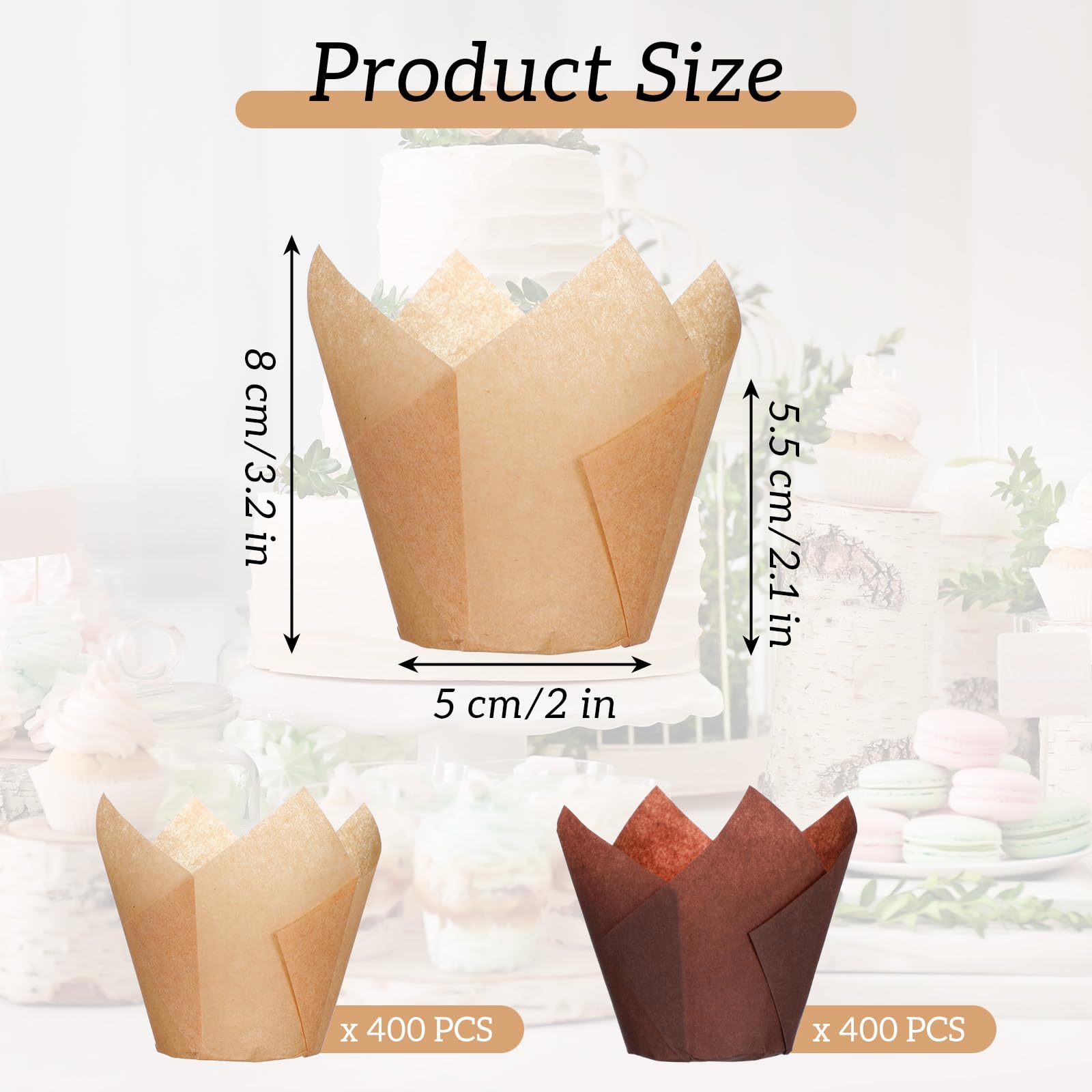 800 pirottini per cupcake a forma di tulipano, per muffin, stampati, incarti oleati, decorazioni per cupcake, bouquet, feste di compleanno, matrimoni, addio al nubilato