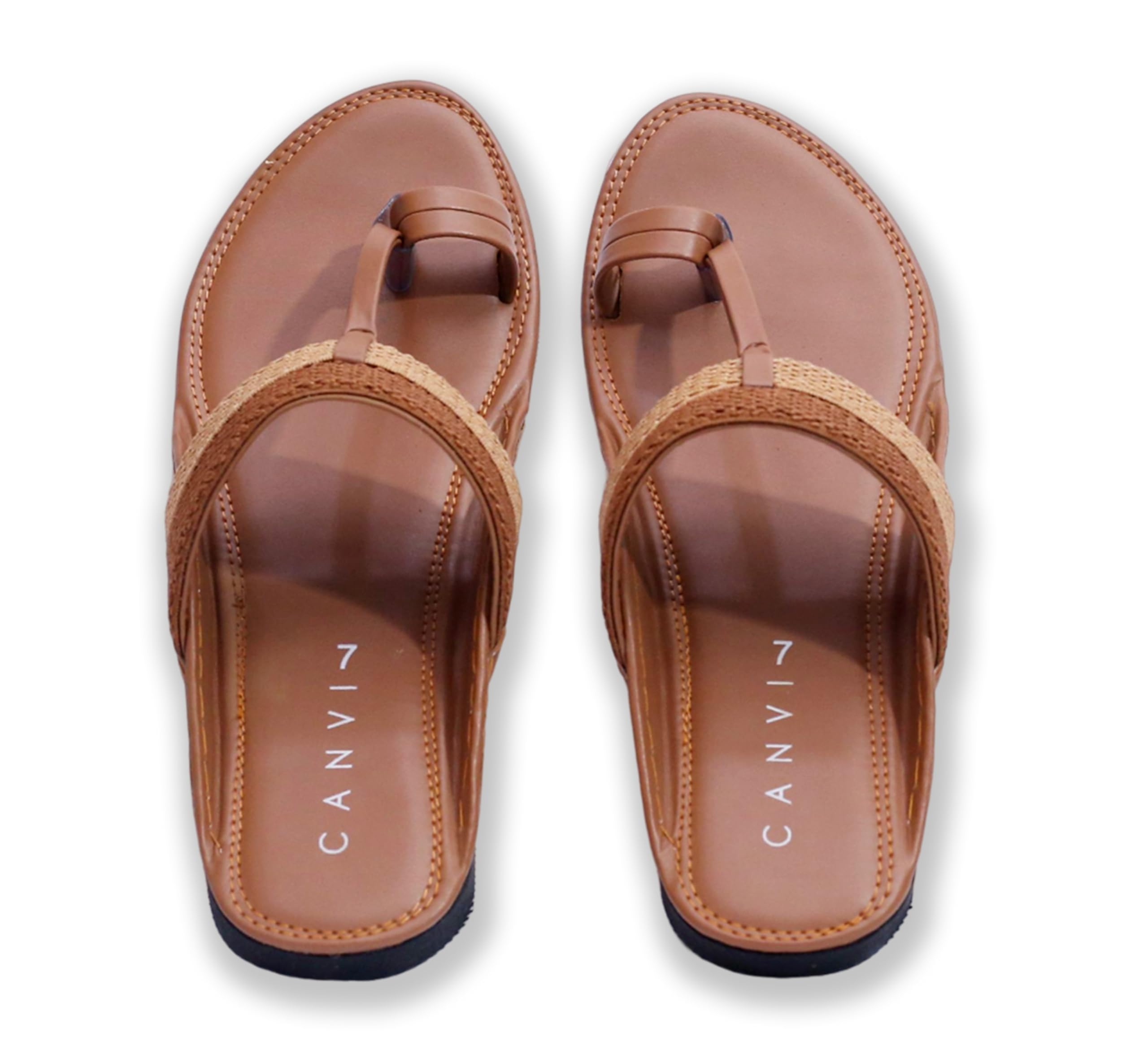 CANVI Stylish | Fancy | Comfortable Mens Kolhapuri Chappal Sandal Slipper for Men Stylish Faux Leather Mens Kolhapuri Slippers Thong Sandals for Men Stylish & Comfortable (Brown, 8) (B0CJY6M3L8) Amazon Price History, Amazon Price Tracker