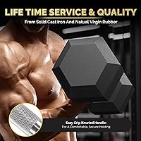 Vista 5 de Juego de mancuernas hexagonales con estante (5-230 libras), pesas libres de hierro fundido con revestimiento de goma para entrenamientos totales