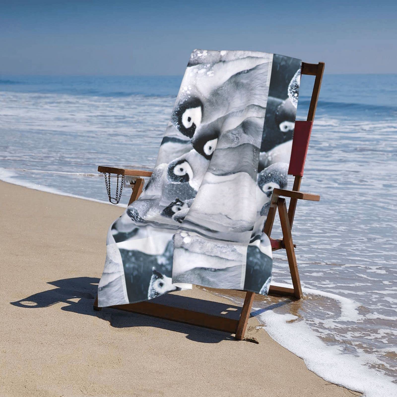 Telo mare rosso e blu con motivo a cuori, coperta da spiaggia in microfibra altamente assorbente, morbidi asciugamani da bagno, 80 x 130 cm