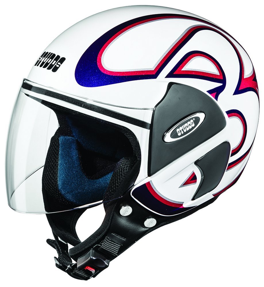 Studds CUB D3 Open Face Helmet (White and Red, M)