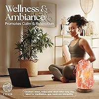 Vista 5 de UMAID Lámpara de sal del Himalaya de 8-10 pulgadas (7-11 libras) con interruptor regulable y bombilla nocturna en base de madera hecha a mano