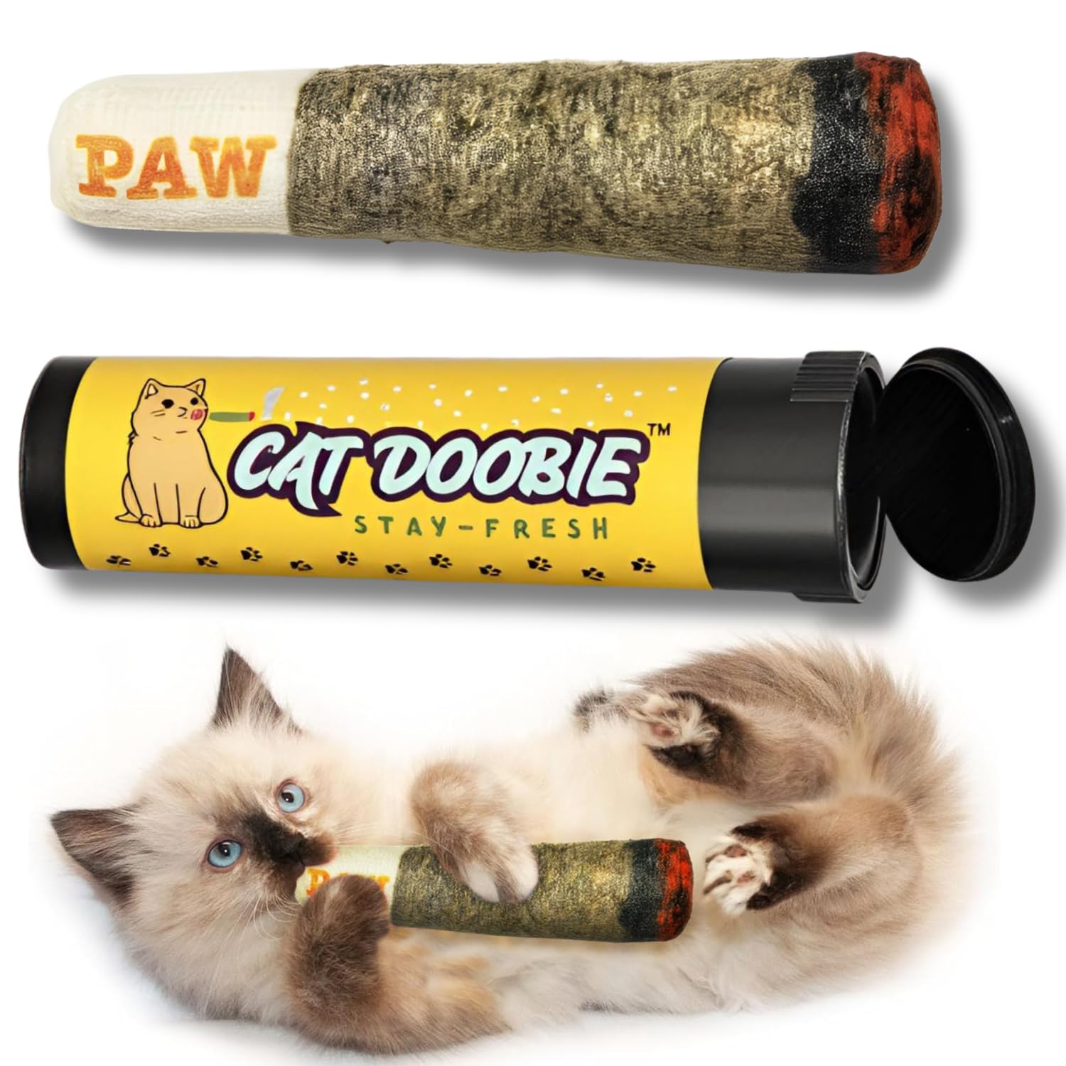 Nestpark Cat Doobie Catnip Cat Toy - Crinkle Kitten Kicker with Extra Strong Catnip - Funny Interactive Cat Toy Indoor Cat Gifts