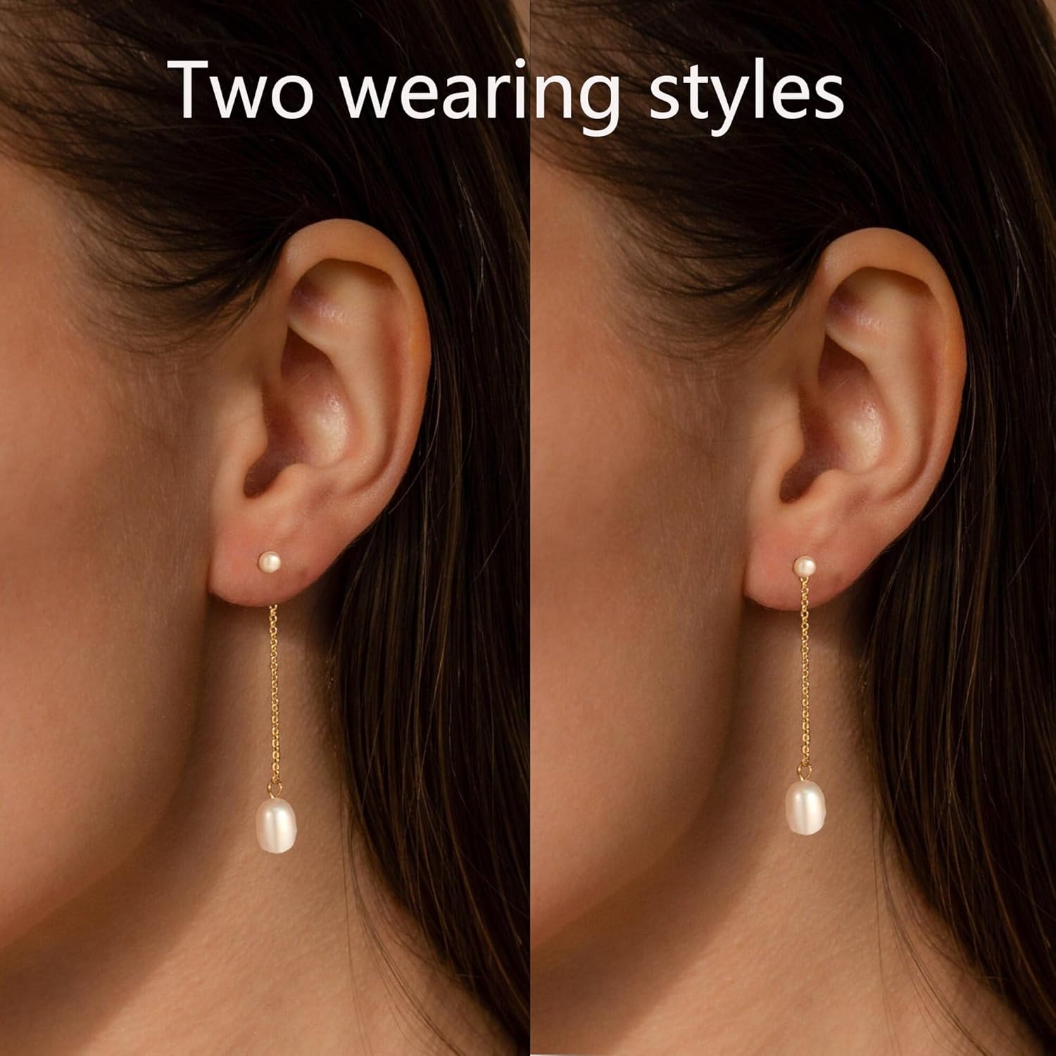 Silver Earrings for Women,Dainty Dangle Earrings Silver Plated Drop Earrings for Women Trendy Hypoallergenic CZ Stud Earrings Wedding Pearl Earrings Dangling Cute Small Hoop Earrings Jewelry - Image 2