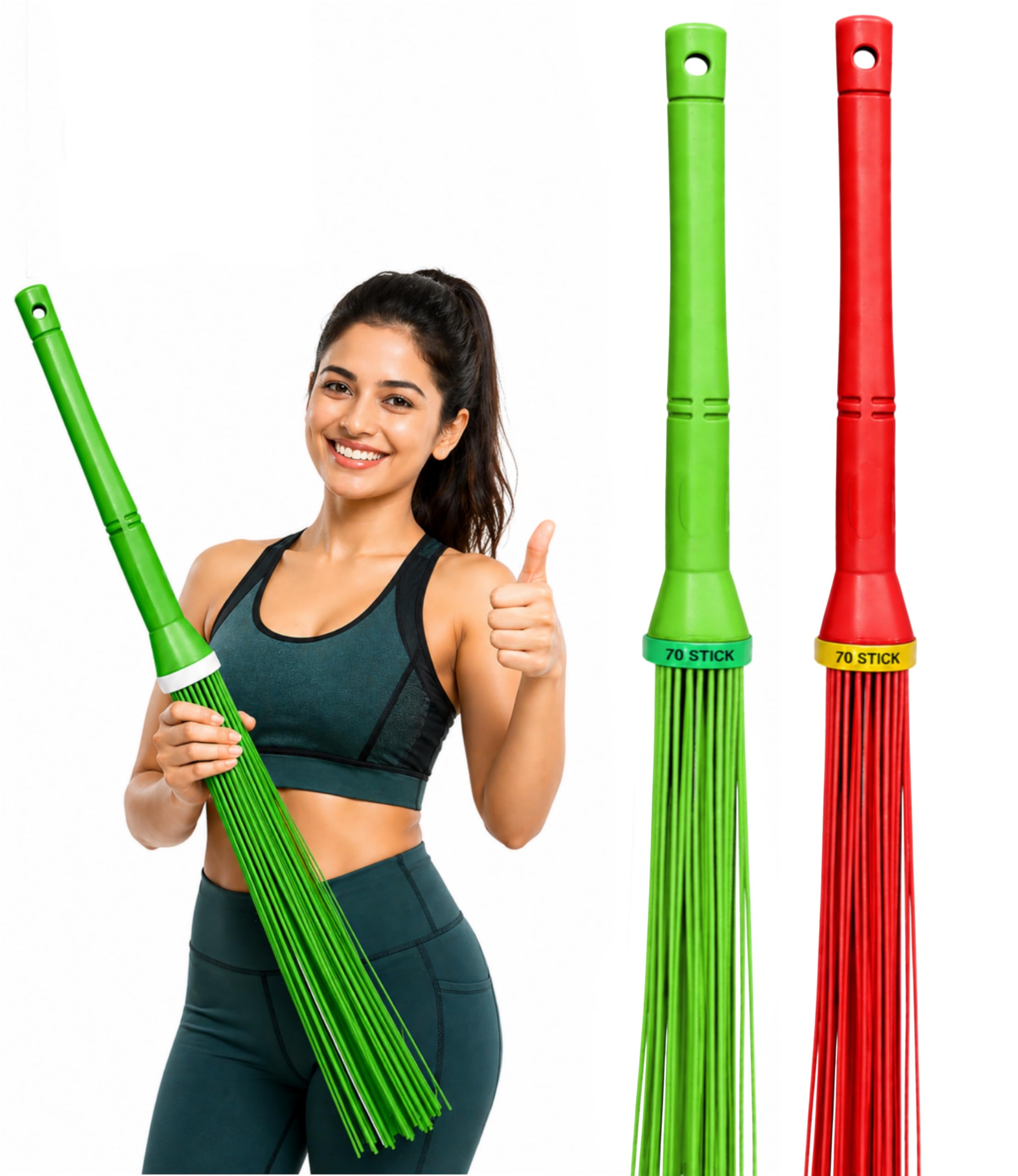Smart Long Handle Plastic Broom Stick for Bathroom Cleaning, Heavy Duty Bathroom Broom Stick with 80 Hard Bristles 32 Inch Long Handle Plastic Jhadu for Floor Cleaning Multi Colour (2)-picture-13