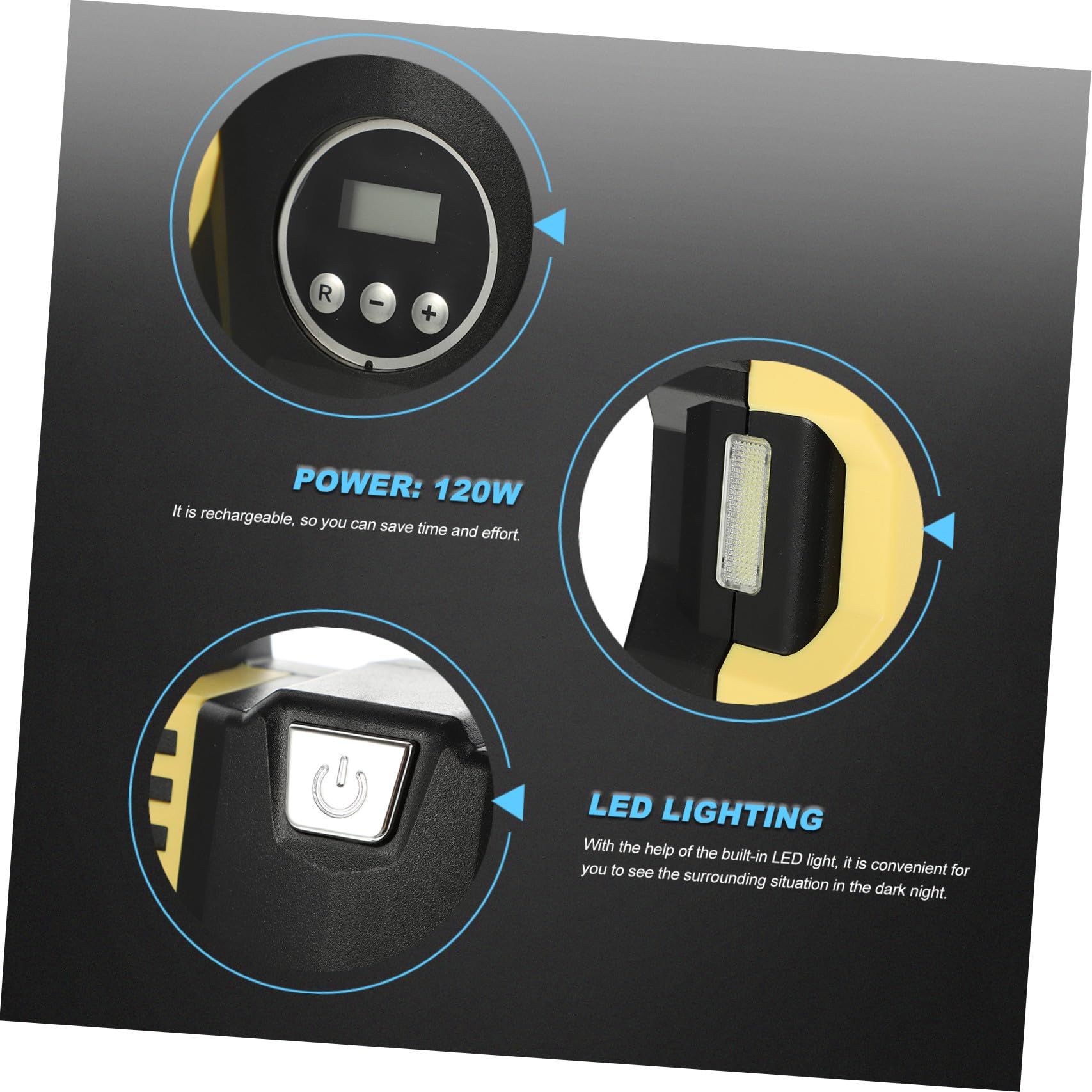 ifundom Inflador de Neumáticos Eléctrico Portátil con Manómetro Digital, Bomba de Aire 12v para Coche, Compresor de Aire Compacto y Automático para Inflado Seguro y Rápido, Uso Automotor