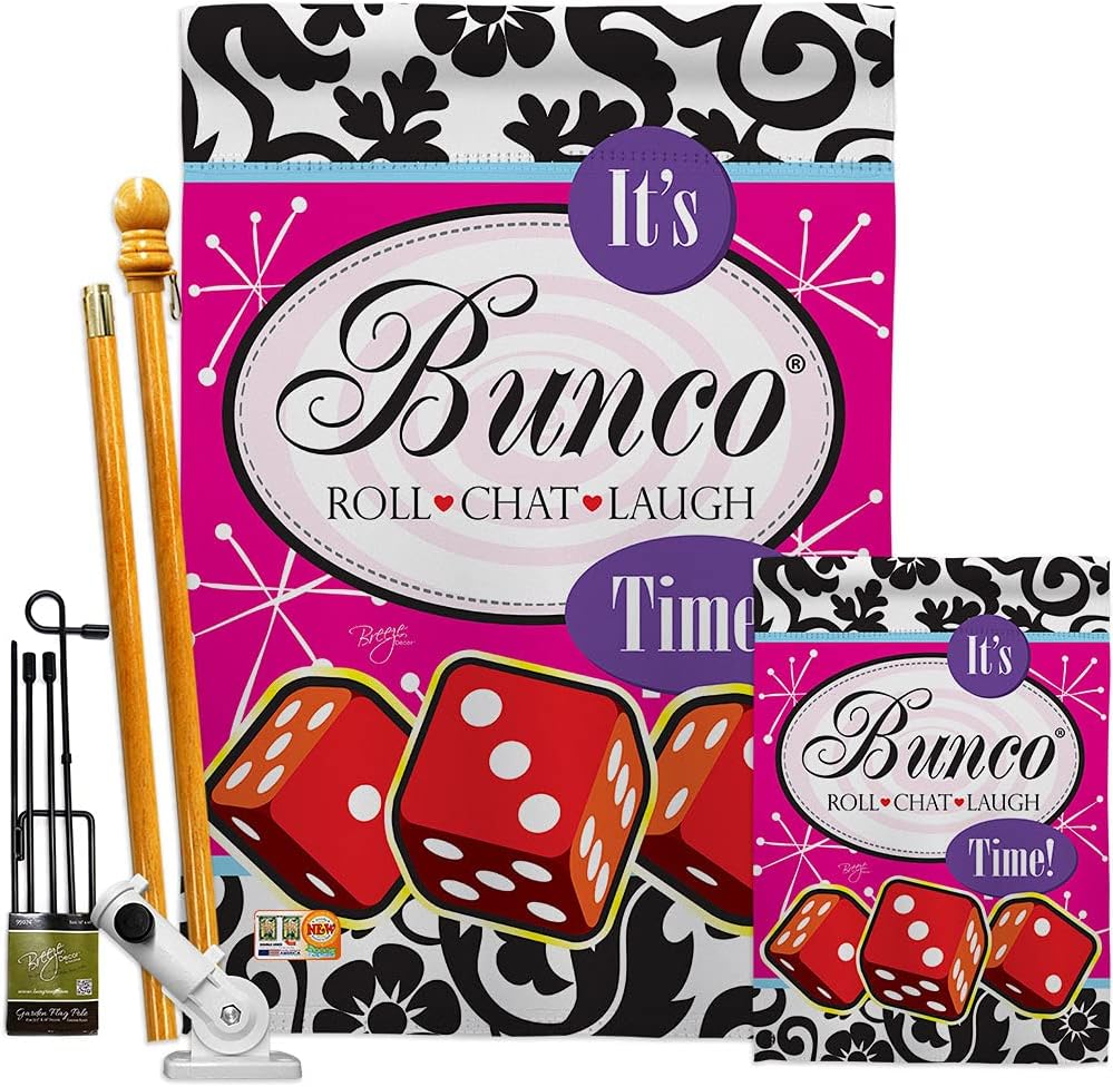 Breeze Decor - It's Bunco Time! Interests - Everyday Hobbies Impressions Decorative Vertical House Flag 28" x 40" Printed In USA