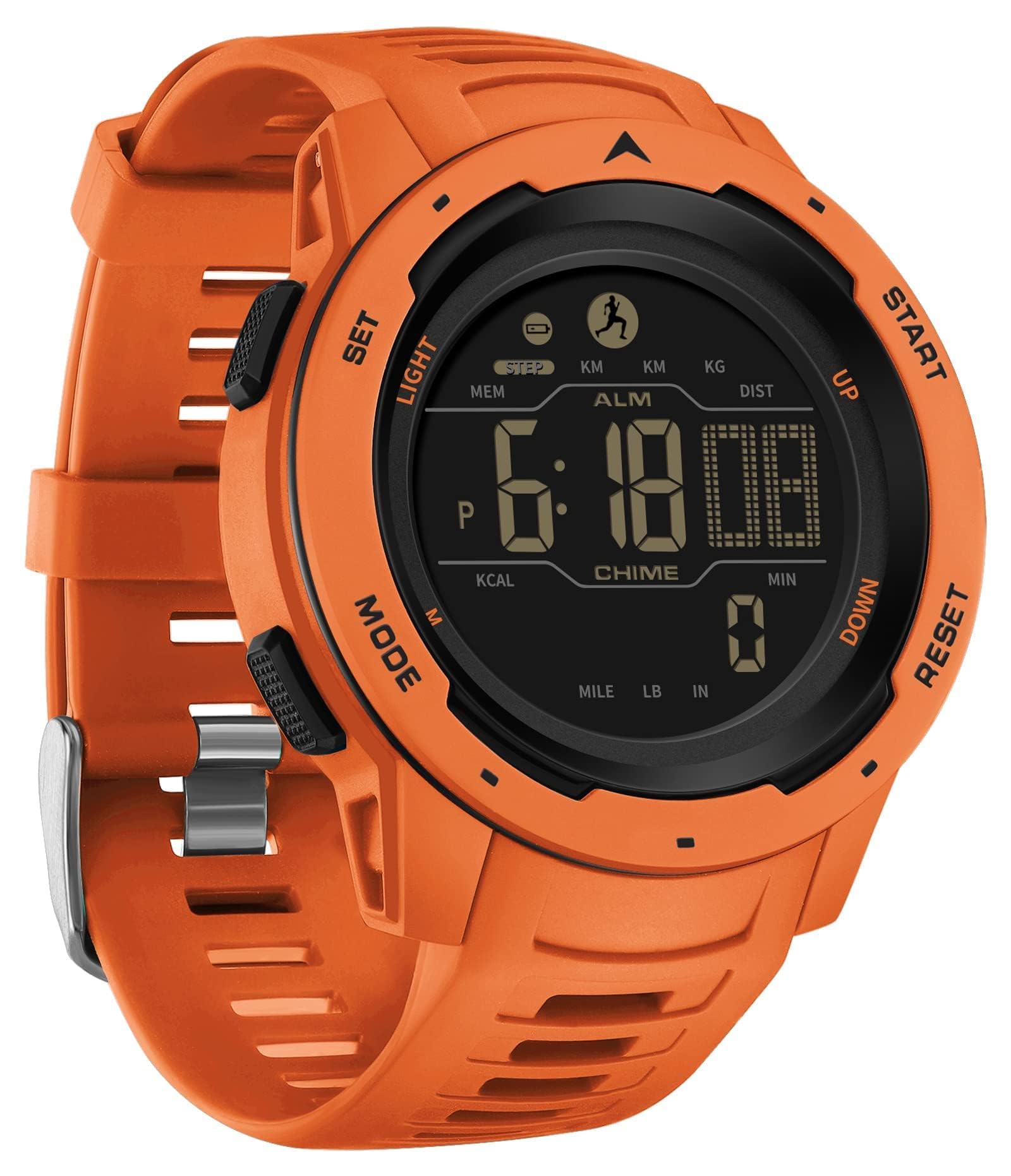 Reloj digital para hombre, podómetro, contador de pasos, resistente al agua, deportivo, rastreador de calorías, reloj táctico militar con cronómetro, alarma, retroiluminación LED, cuenta regresiva