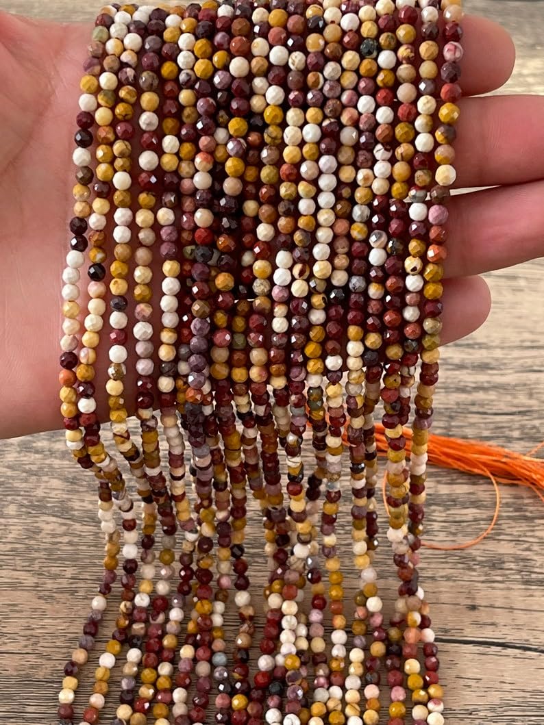 Perles en pierre précieuse moukite de 2 mm de qualité supérieure pour bijoux artisanaux
