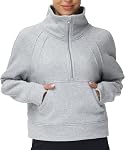 THE GYM PEOPLE Sweat-shirt de coupe à demi-zip avec trou de la pouce pour femme