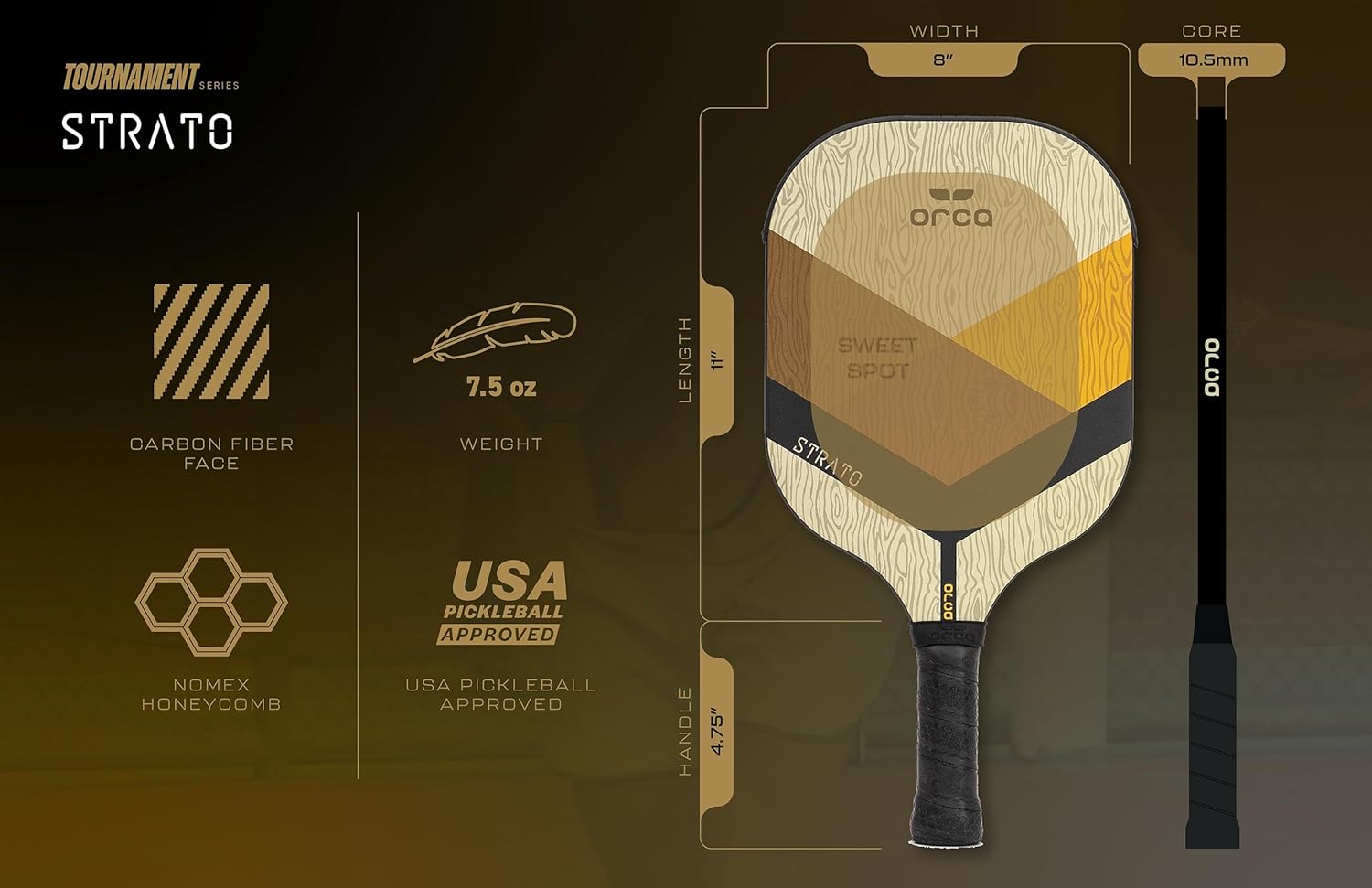 Orca Pickleball Paddles, Tournament Series Carbon Fiber Pickleball Paddles Designed for Maximum Power and Control, USA Pickleball Approved