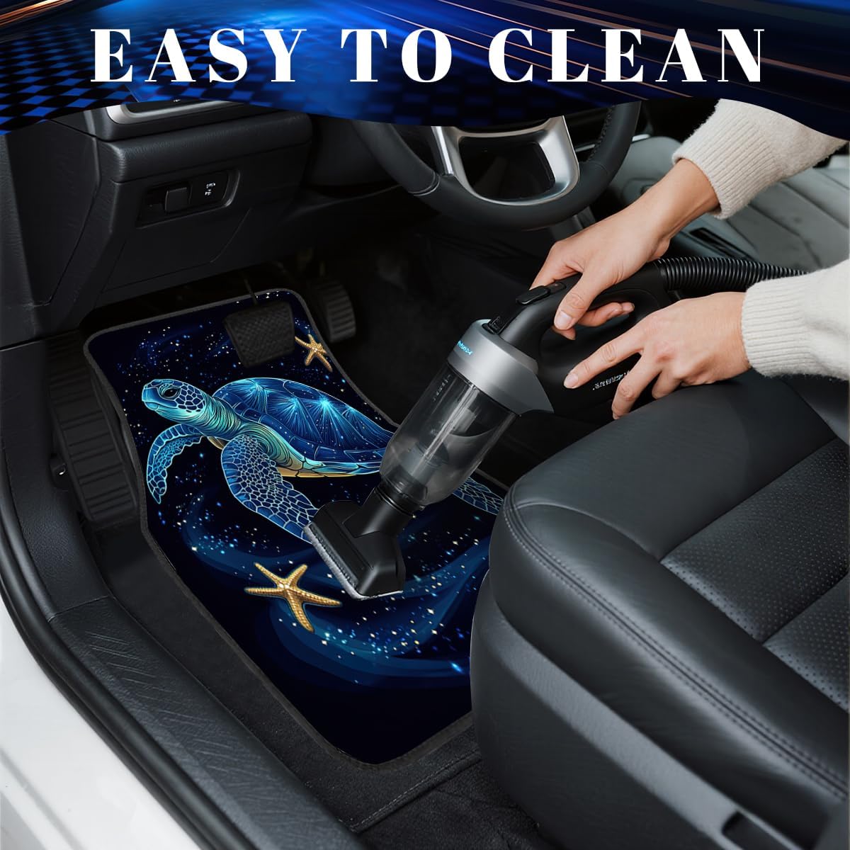 Sea Turtle Car Floor Mats Set of 4 Starfish Watercolor Painting Colorful Automotive Car Floor Carpets Non-Slip Auto Car Accessories Universal Fit Car Accessories for Truck image 4