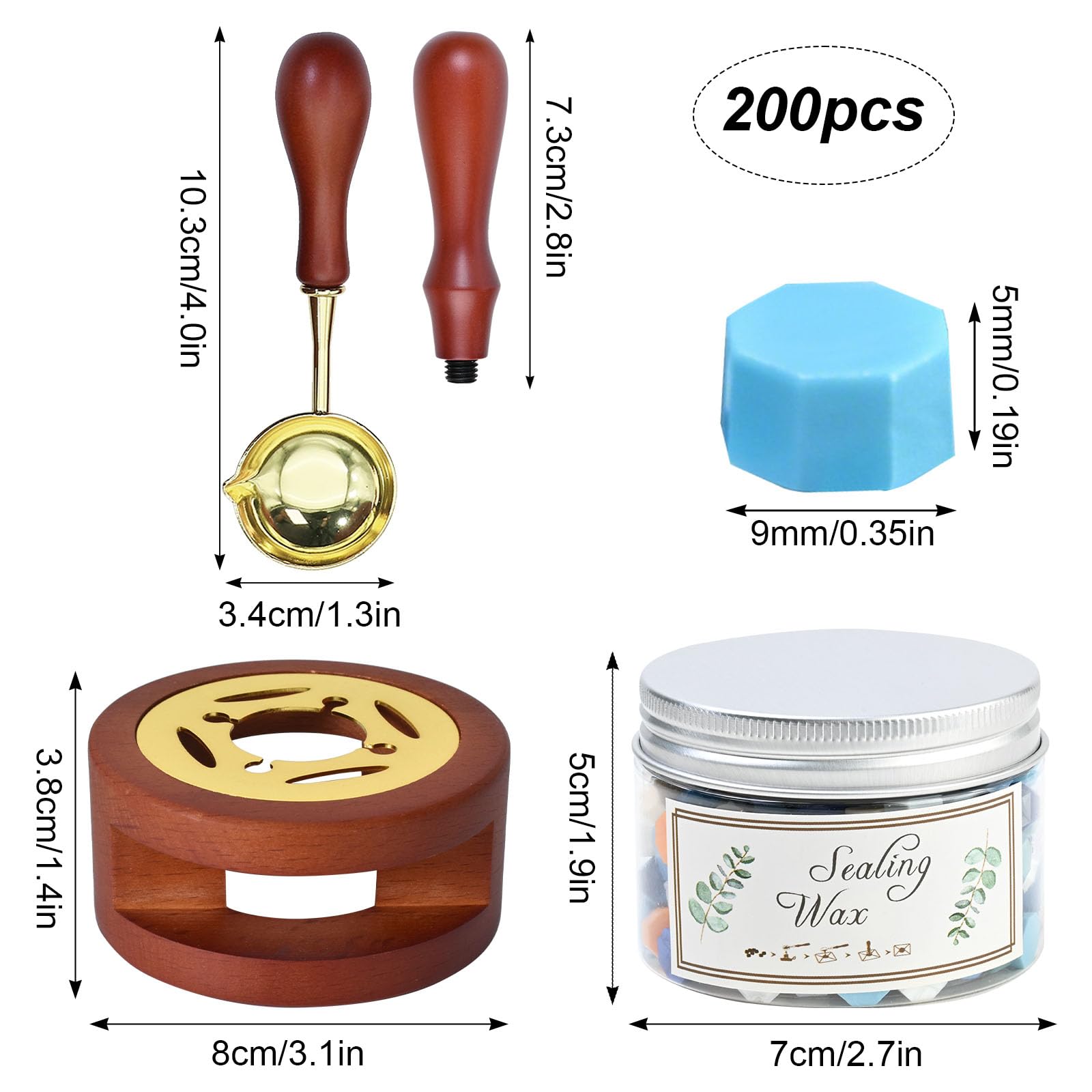 Kit Sceau de Cire 200 Pièces 13 Couleurs Perle de Cire à Cacheter avec Réchauffeur & Cuillère à Fondre