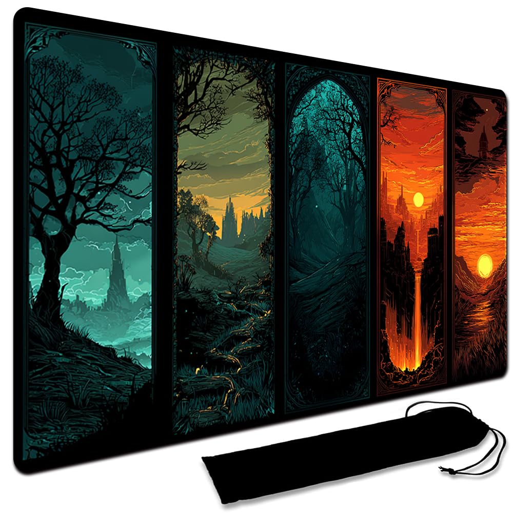 MTG Playmat,With Storage black Bag Szie 60 x 35CM , With Zone MTG playmat Stitched Edges Game Play Mat Trading Card Game Playmats Mouse Pad Smooth Rubber Surface TCG Game Mat (No Zone,1)