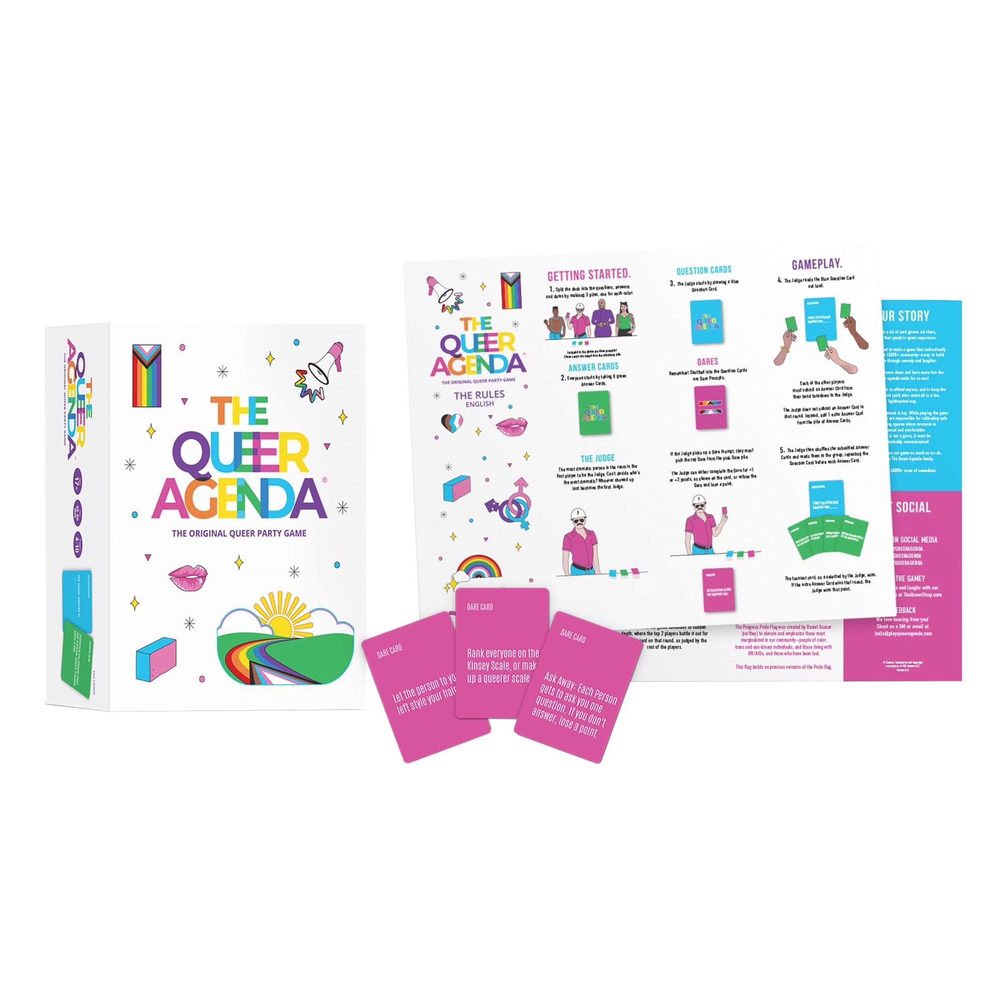 FITZ Games The Queer Agenda Partyspiel – 350 freche LGBTQ+ Karten für lustige Spielabende, ab 17 Jahren, 4–10 Spieler, 30–60 Minuten Spielzeit, hergestellt