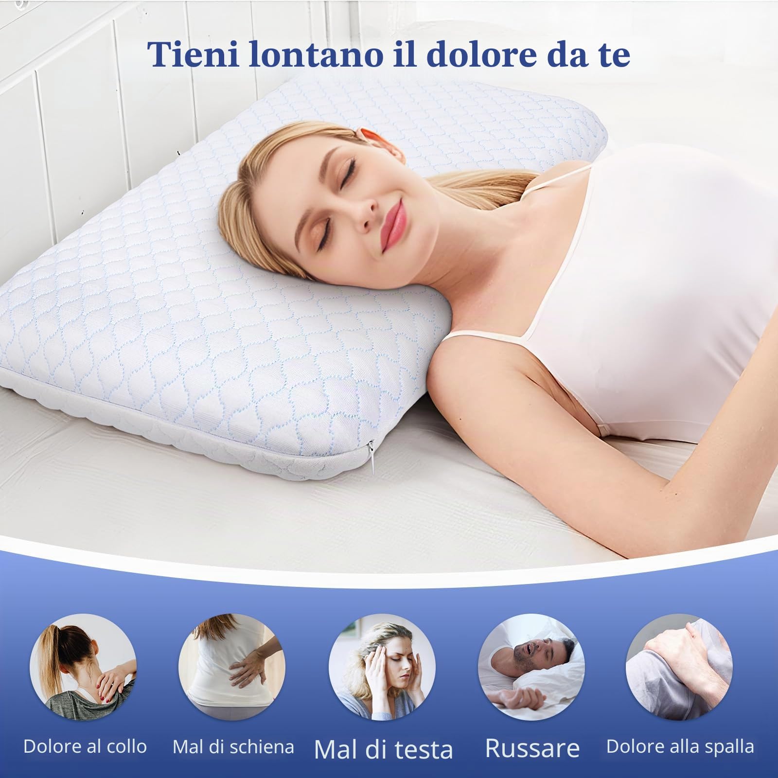 Cuscini piatti sottili per dormire, cuscino rinfrescante in memory foam infuso di gel, altezza 7 cm, cuscino ultra sottile, cuscino sottile per dormire sulla schiena dello stomaco, dimensioni standard