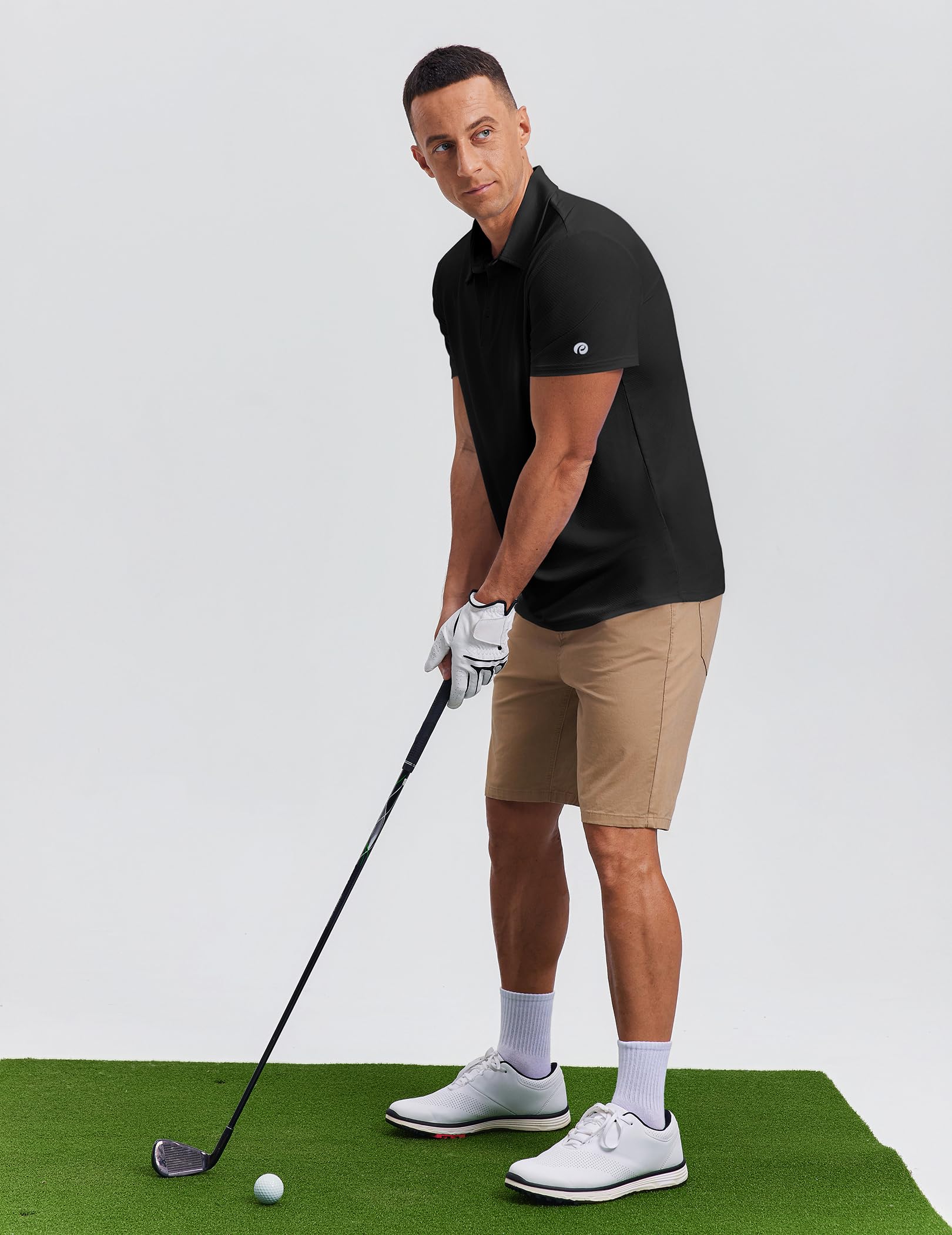 PINSPARK Mens Polo Shirt Performance Moisture Wicking Polo Shirts for Men UPF 50 Golf Shirts Quick Dry Casual Collared Shirt — view 3