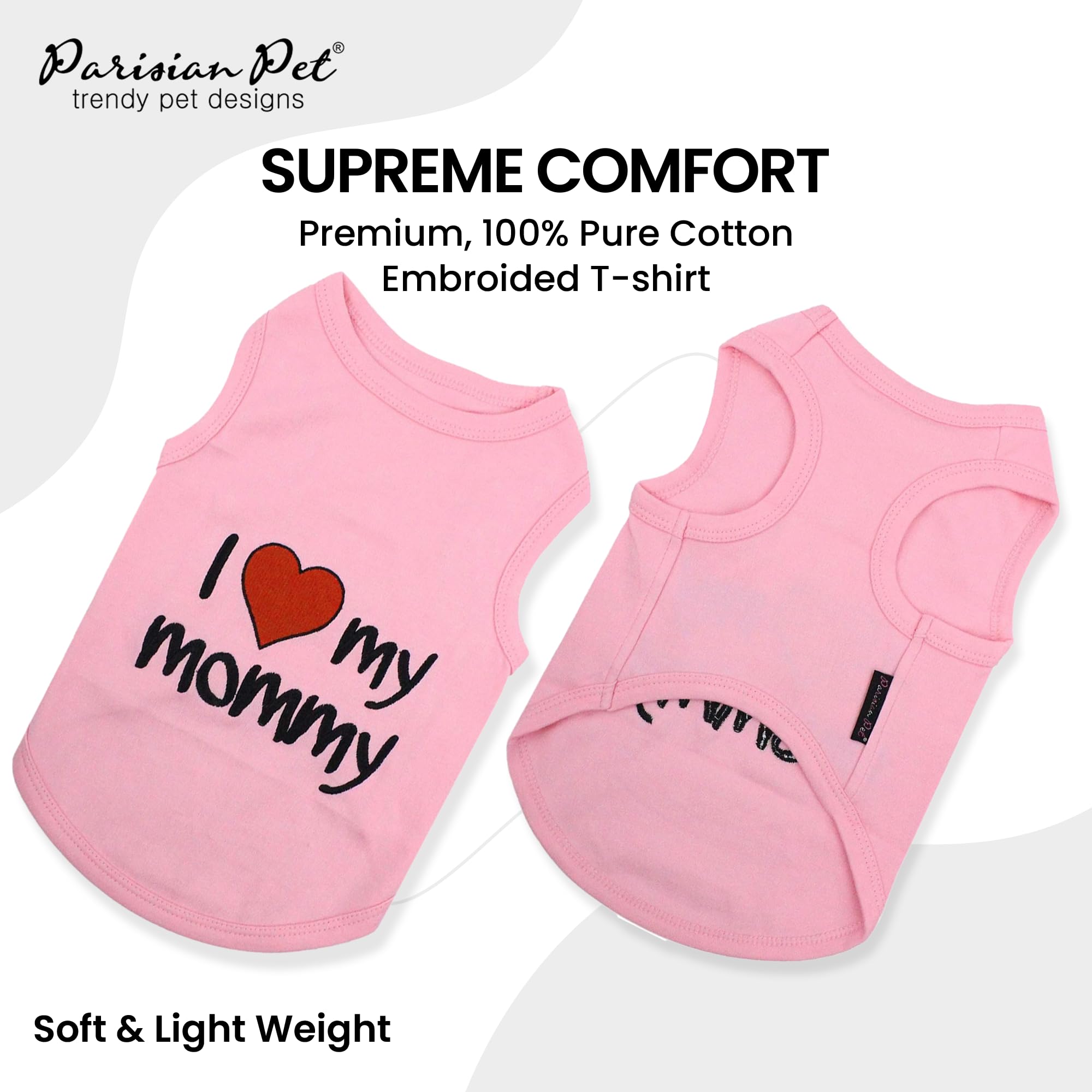 Parisian Pet Dog Cat Clothes Tee Shirts I Love Mommy Pink (4XL, I Love My Mommy - Pink) - Image 2