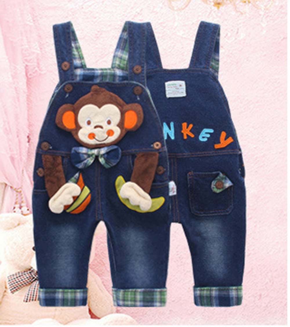 KIDSCOOL SPACE Bébé Garçon Fille Jean Salopette,Tenue De Singe 3D Denim Tout-Petit