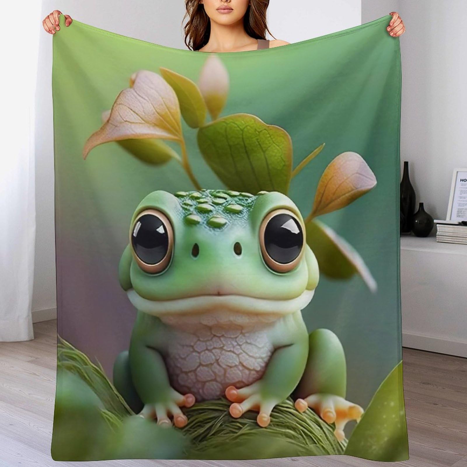 Couverture polaire grenouille grand format pour vos soirées cocooning au salon