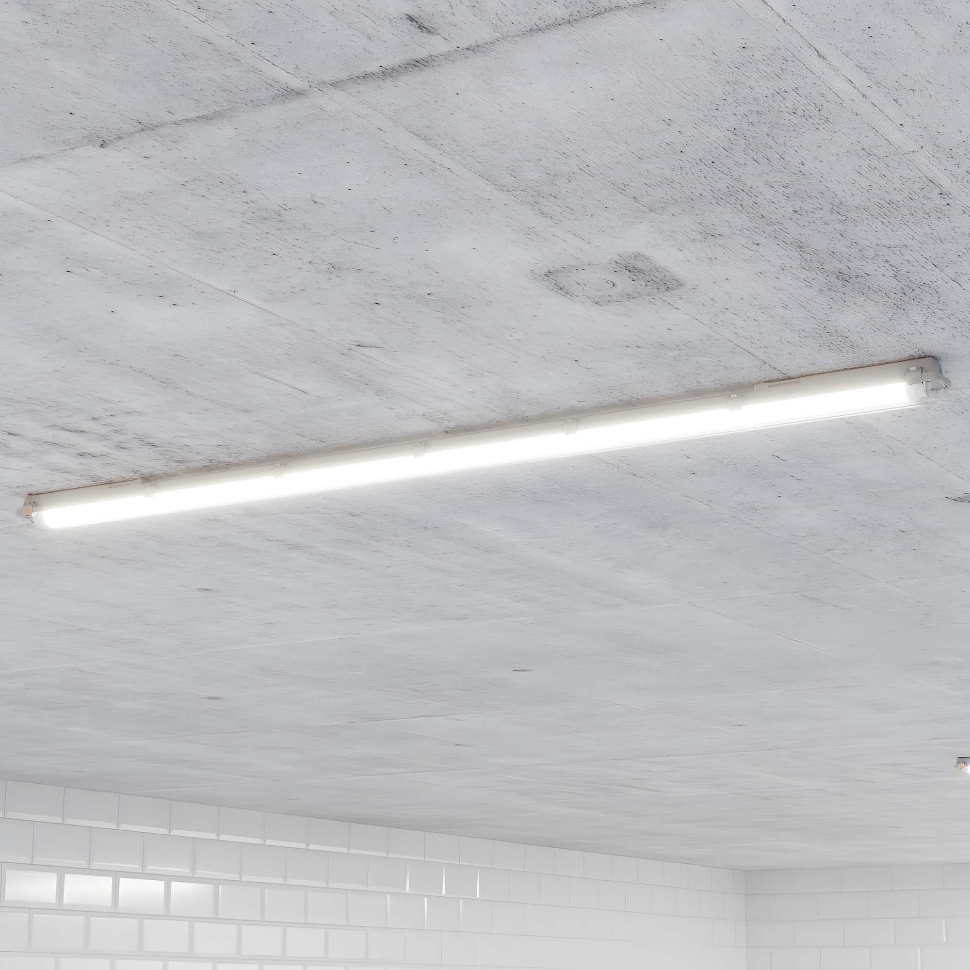 Ledvion - Plafoniera led soffitto, 150cm, IP65, 12W, 120 lm/W, Bianco freddo, 6500K, Accoppiabile, Plafoniera Garage, Neon led, lampada da laboratorio, lampada da cantina