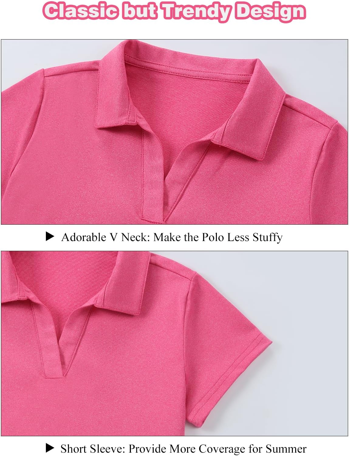 Girls Golf Polo Shirts V Neck Tennis Outfits Tops for Aged 6-13
