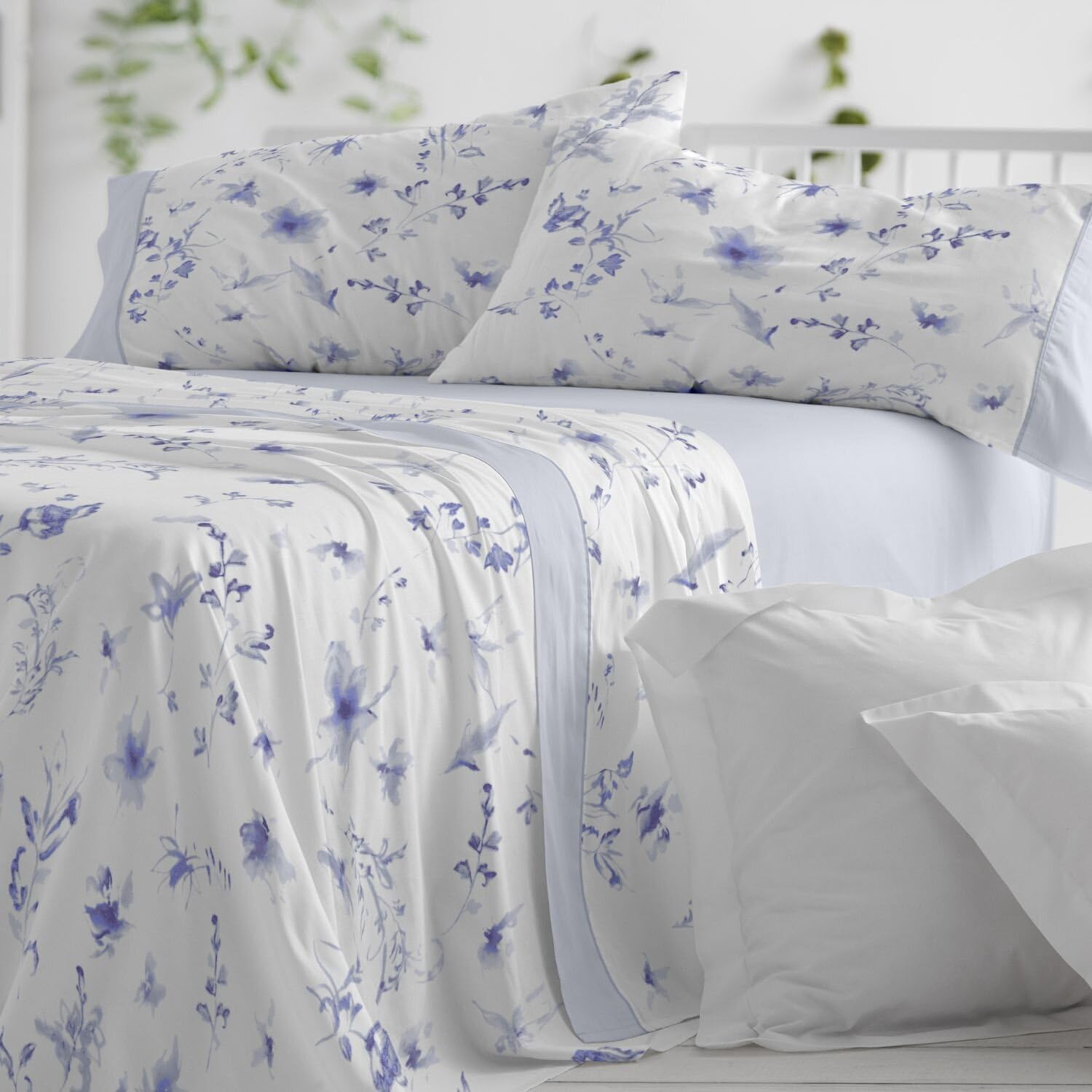 Burrito Blanco | Juego de sábanas | Cama de 135cm. (+Medidas Disponibles) | Diseño 048 | Color Azul (135x190/200cm.)