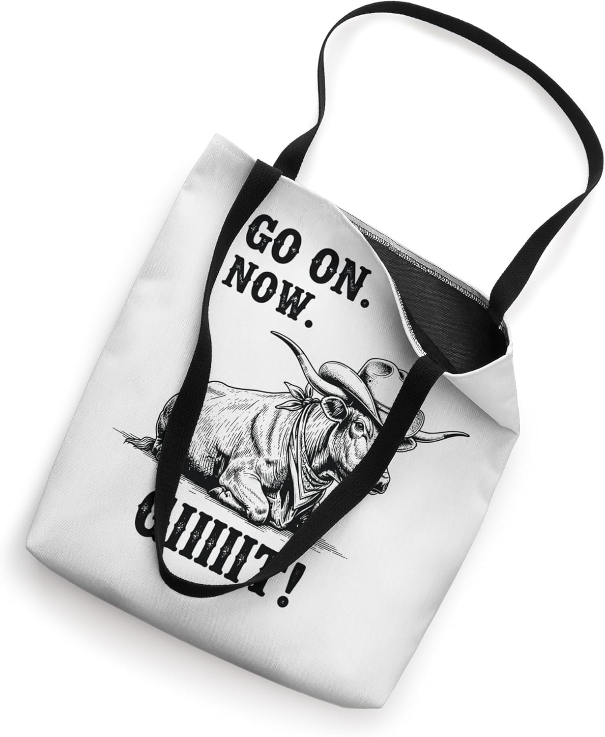 Vintage Cowboy Cow Go On Now Git Funny Overstimulated Tote Bag - Image 2