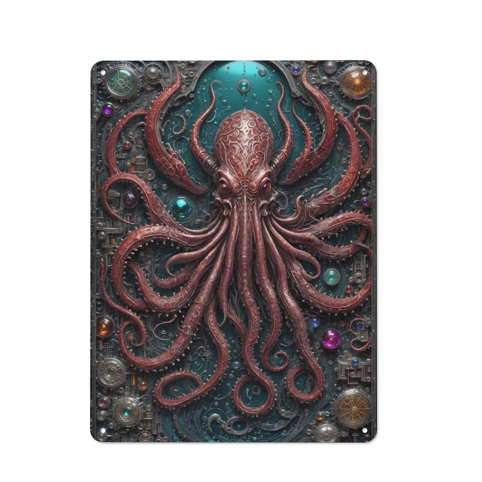 Junmoney Galactic Kraken Chronicles 40X30cm Vintage Metal Plaque With For Garage Or Workshop, A Christmas Gift For People Styling Garage And Workshop
