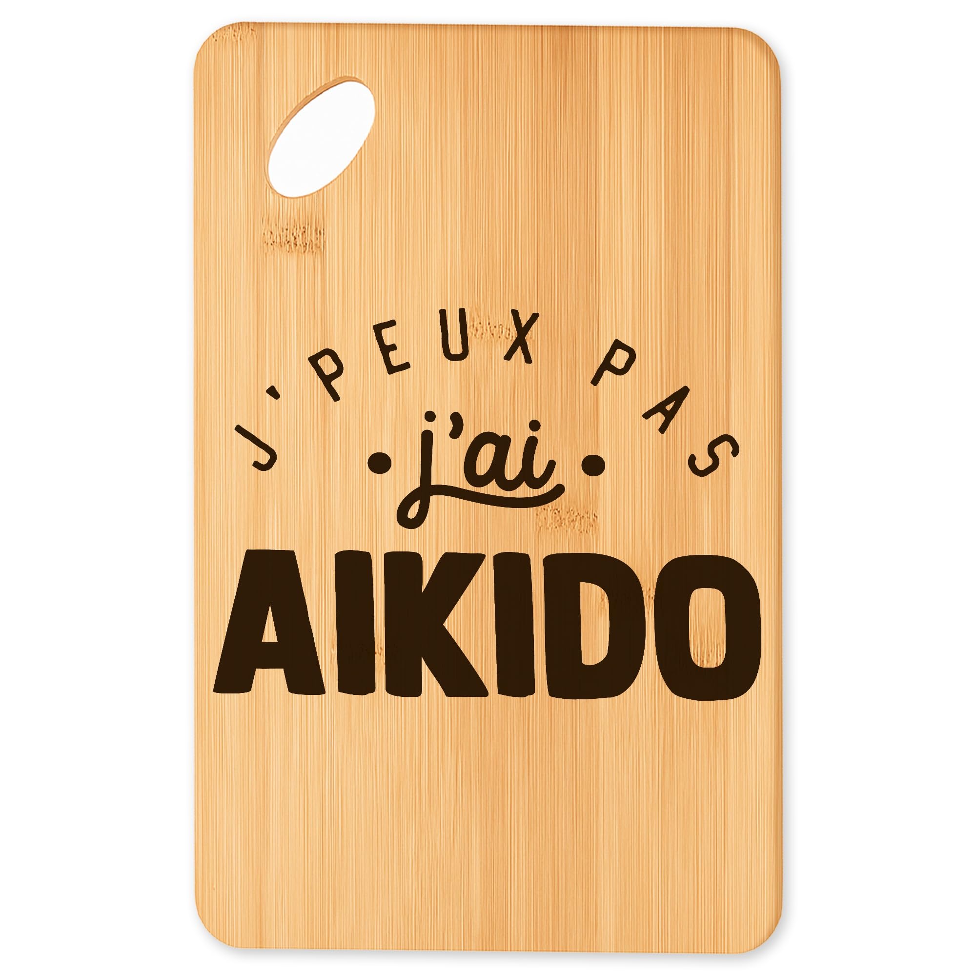 Plateau apéro en bambou avec message Aikido pour vos soirées barbecue