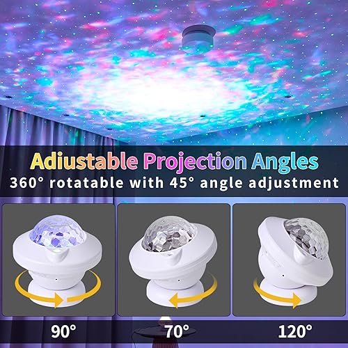 Miniatura 4 de Proyector OVNI, iluminación de nebulosa Aurora giratoria de 360, luz nocturna con control remoto y control de sonido, proyector de luz nocturna para
