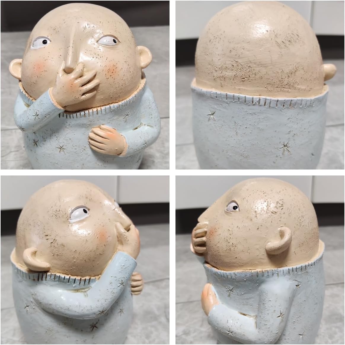 Funny boy holding nose bathroom statue image 4