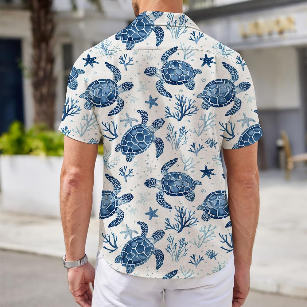 Mens Funny Hawaiian Shirts 3D Graphic Button Down Short Sleeve Tropical Holiday Beach Aloha Shirt - Image 3